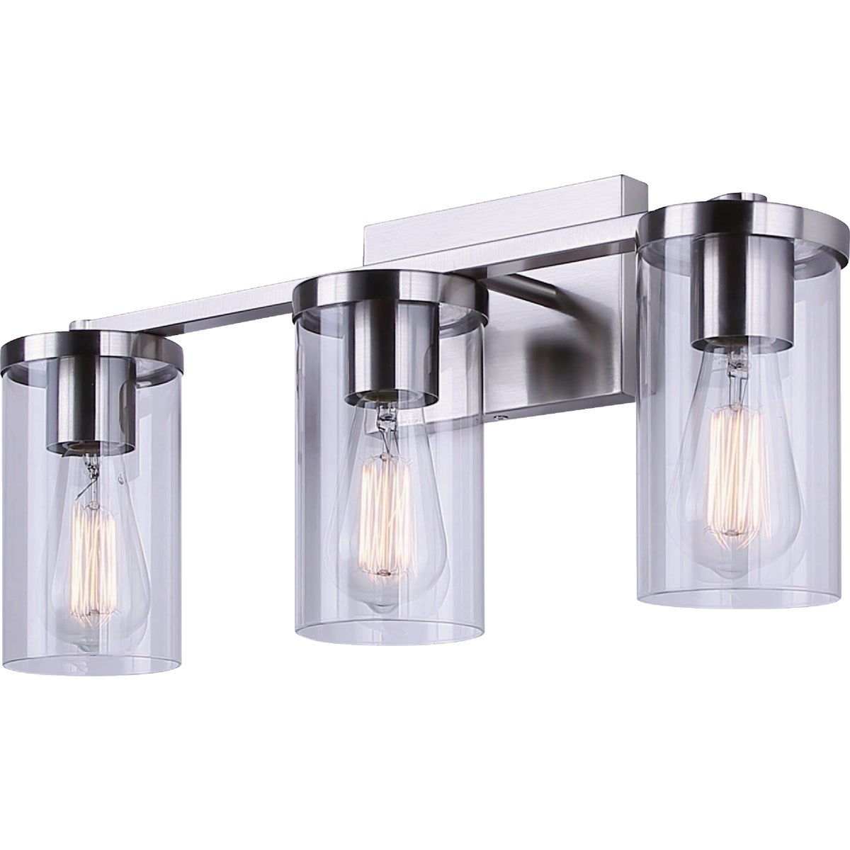 Canarm Britton 3-Light Brushed Nickel Vanity Bath Light Fixture, Clear Glass