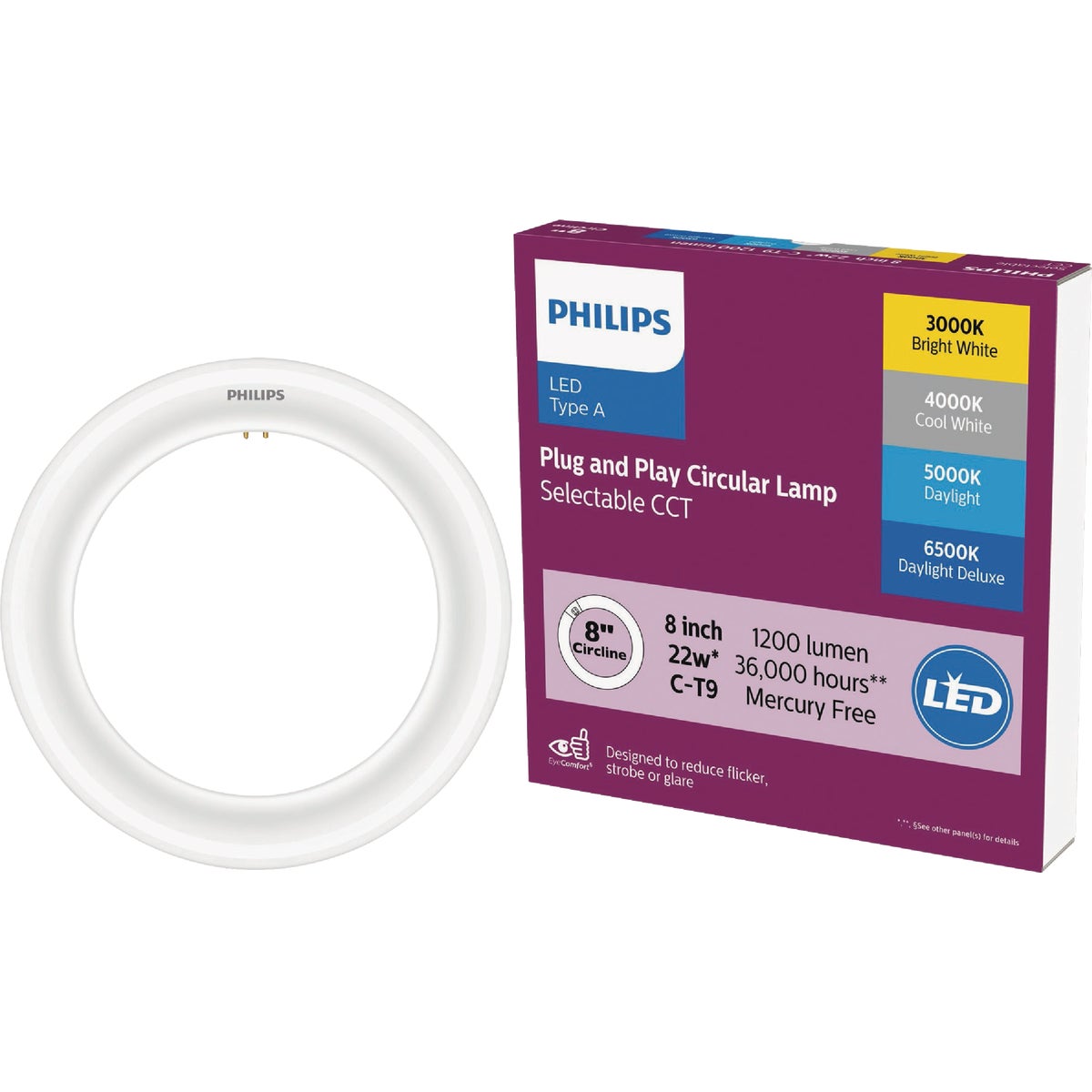 Philips 22W Equivalent 8 In. Multi-CCT C-T9 G10q Base Circline LED Light Bulb
