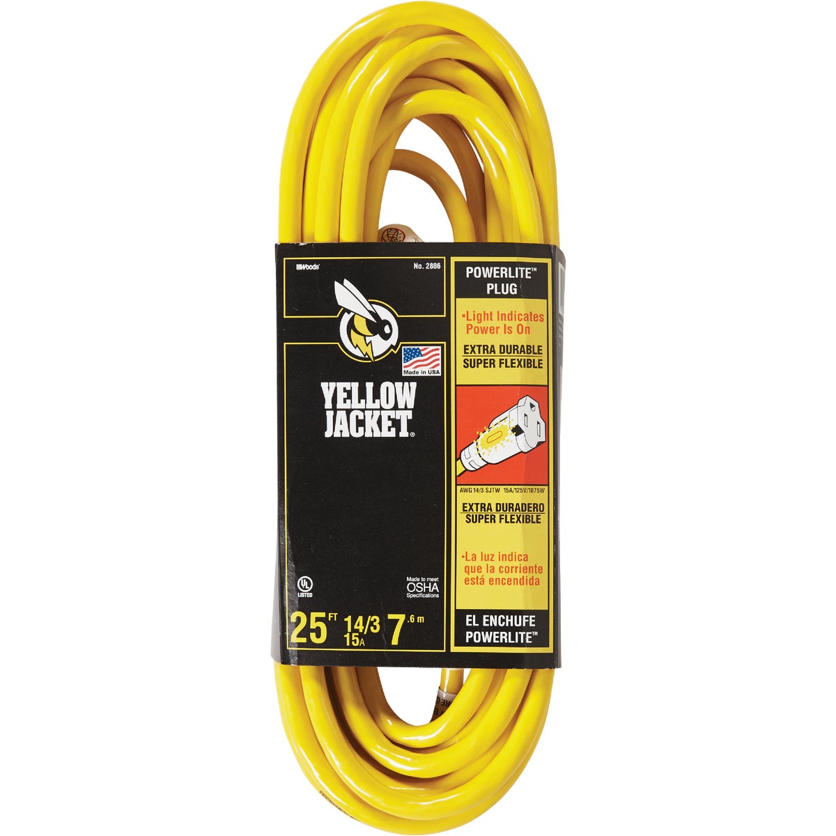 Yellow Jacket 14/3 Extension Cord With PowerLite Plug