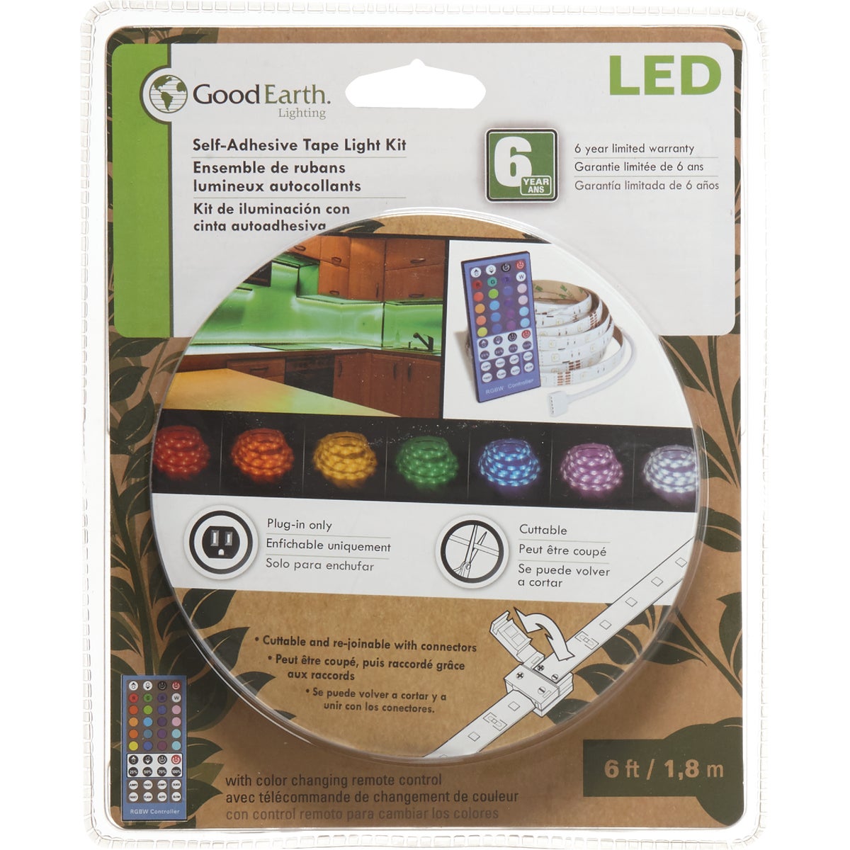 Good Earth Lighting LED Under Cabinet Tape Light With Remote Control