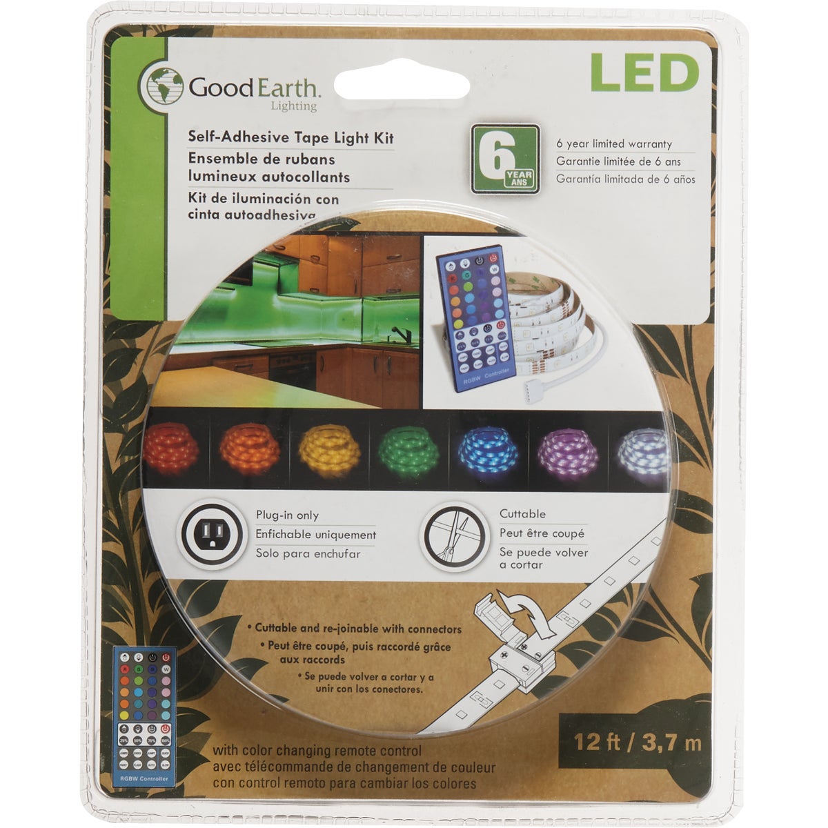 Good Earth Lighting LED Under Cabinet Tape Light With Remote Control