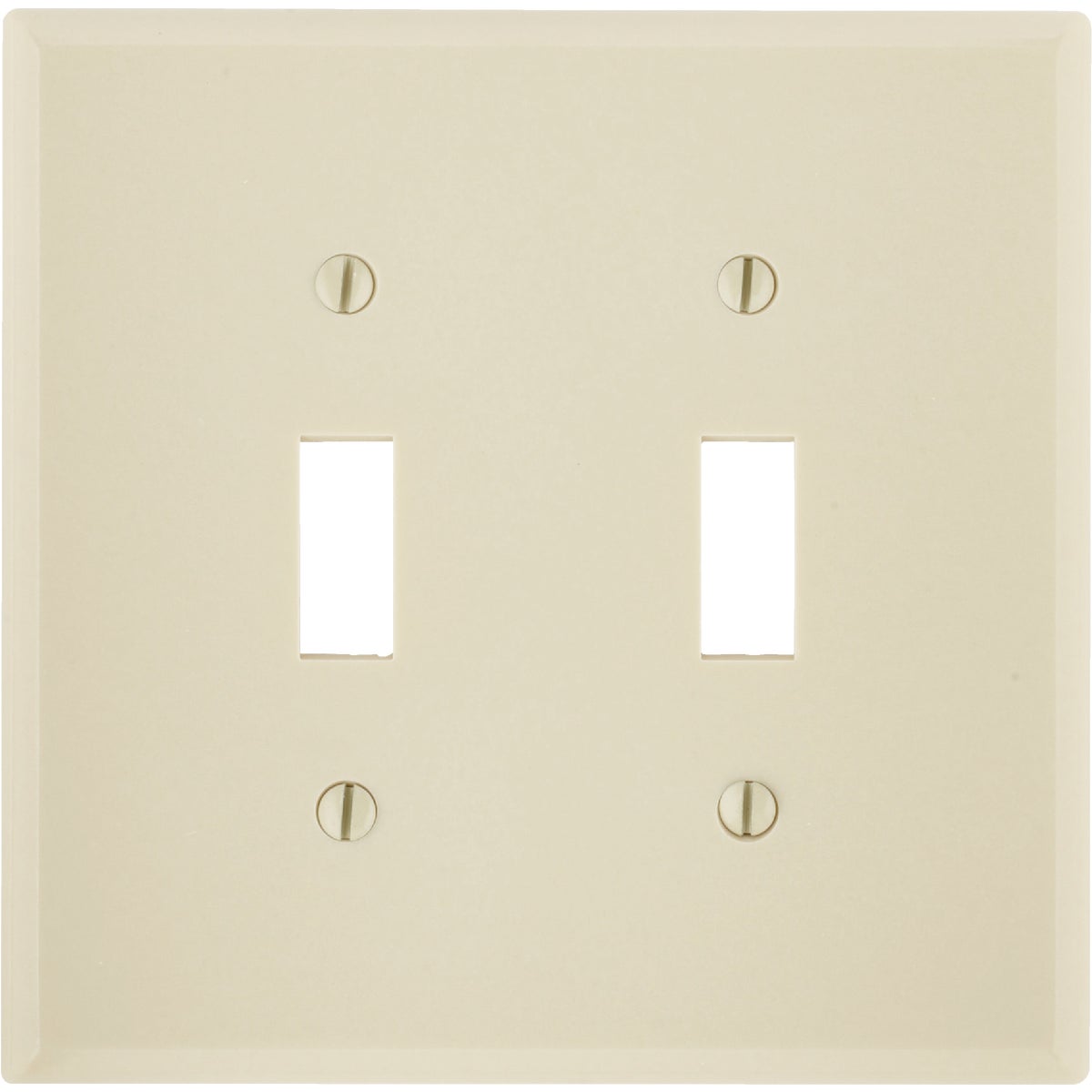 Leviton 2-Gang Smooth Plastic Mid-Way Toggle Switch Wall Plate, Ivory