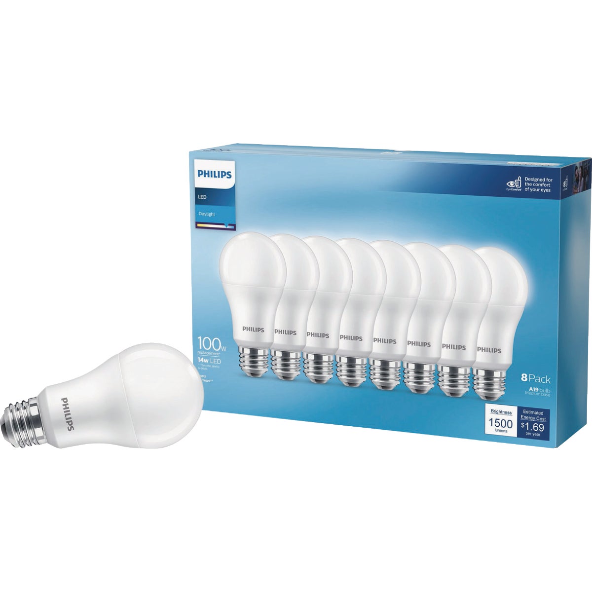 Philips 100W Equivalent Daylight A19 Medium LED Light Bulb (8-Pack)