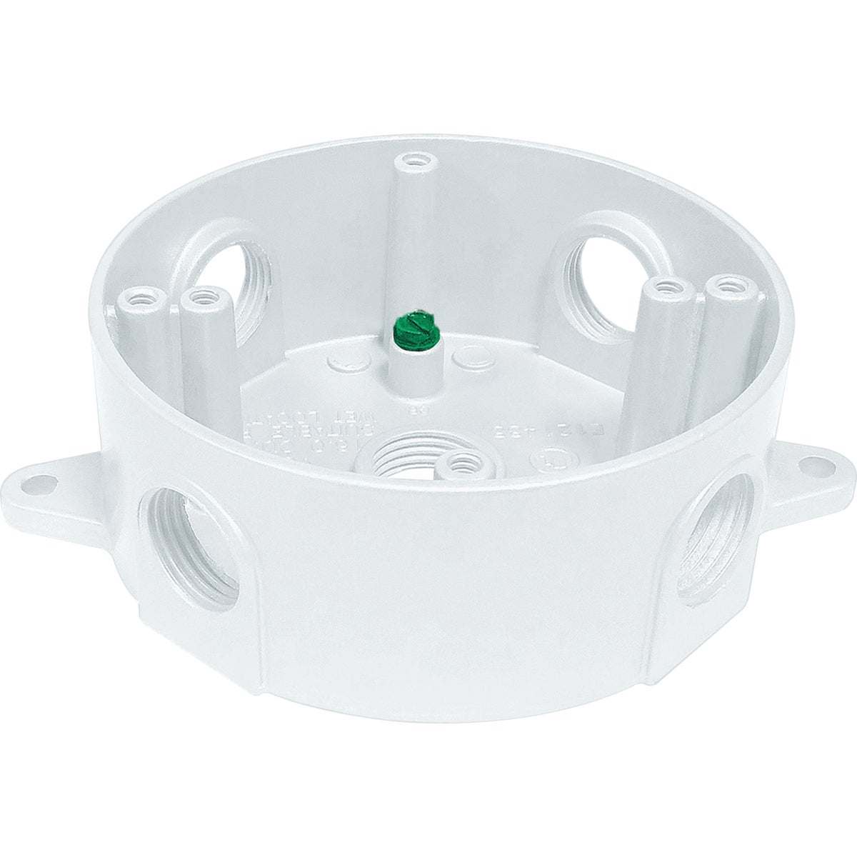 Southwire 4 In. Dia. 1/2 In. 5-Outlet White Weatherproof Round Box