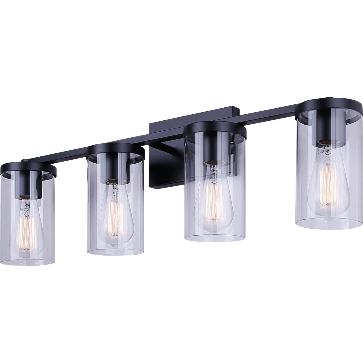 Canarm Britton 4-Light Black Vanity Bath Light Fixture, Clear Glass