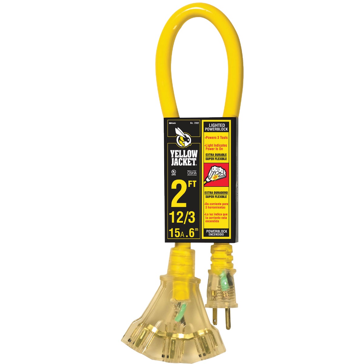 Yellow Jacket 12/3 Contractor Grade Power Block Extension Cord