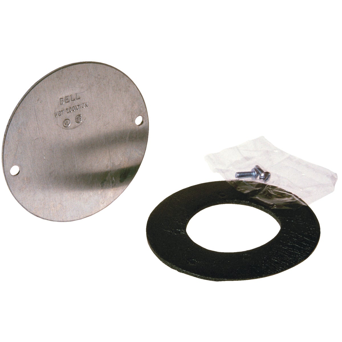 Bell 4 In. Blank Gray Aluminum Weatherproof Electrical Round Box Cover