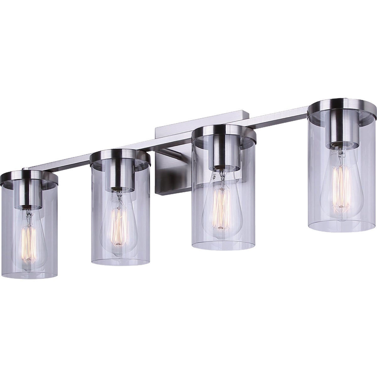 Canarm Britton 4-Light Brushed Nickel Vanity Bath Light Fixture, Clear Glass