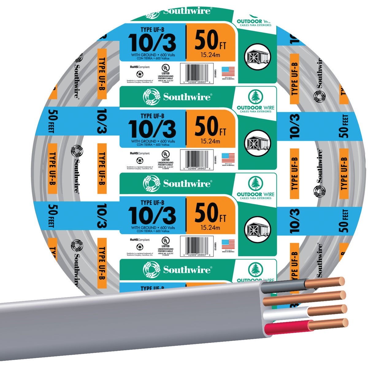 Southwire 10-3 UFW/G Electrical Wire