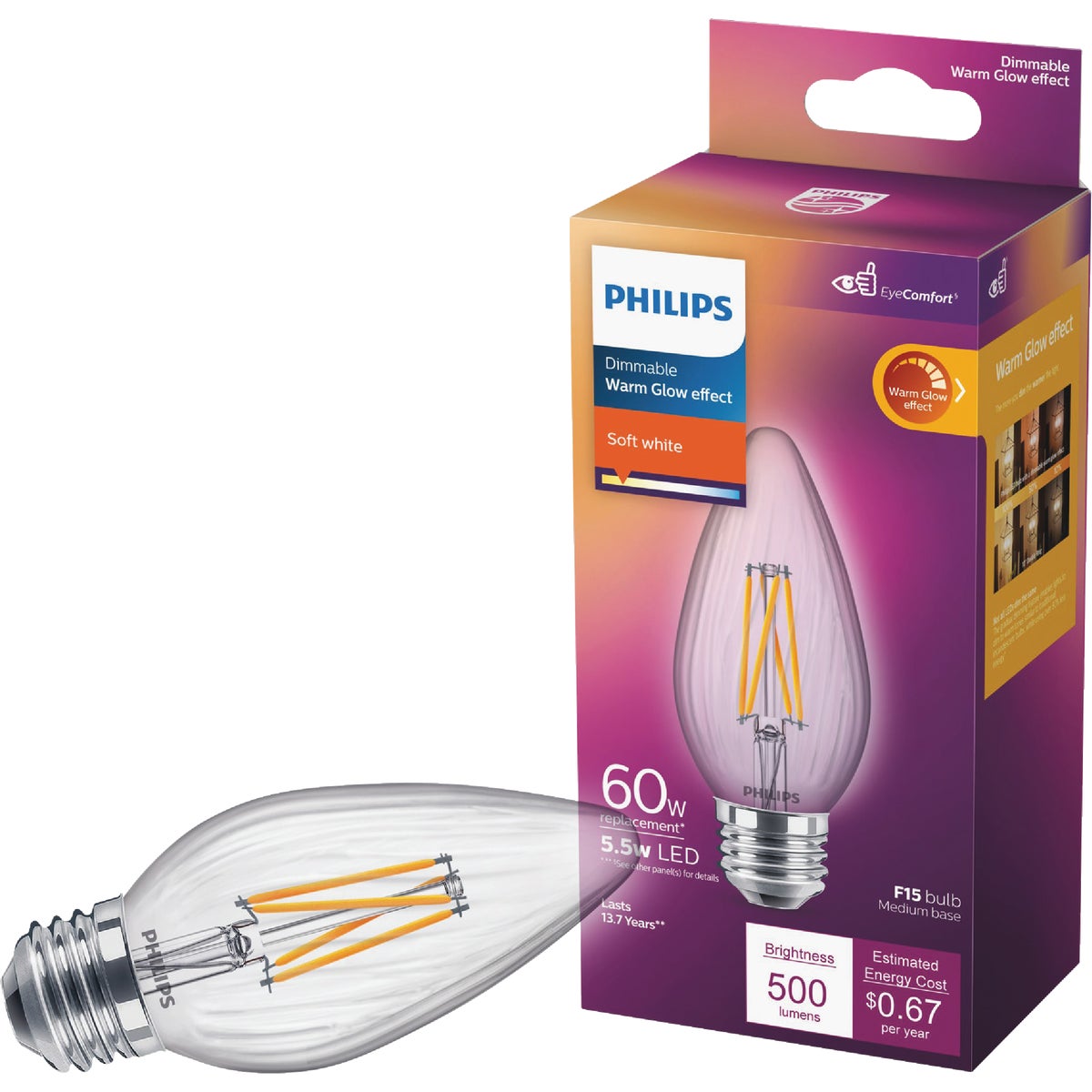 Philips Warm Glow F15 Medium Dimmable Post Light LED Decorative Light Bulb