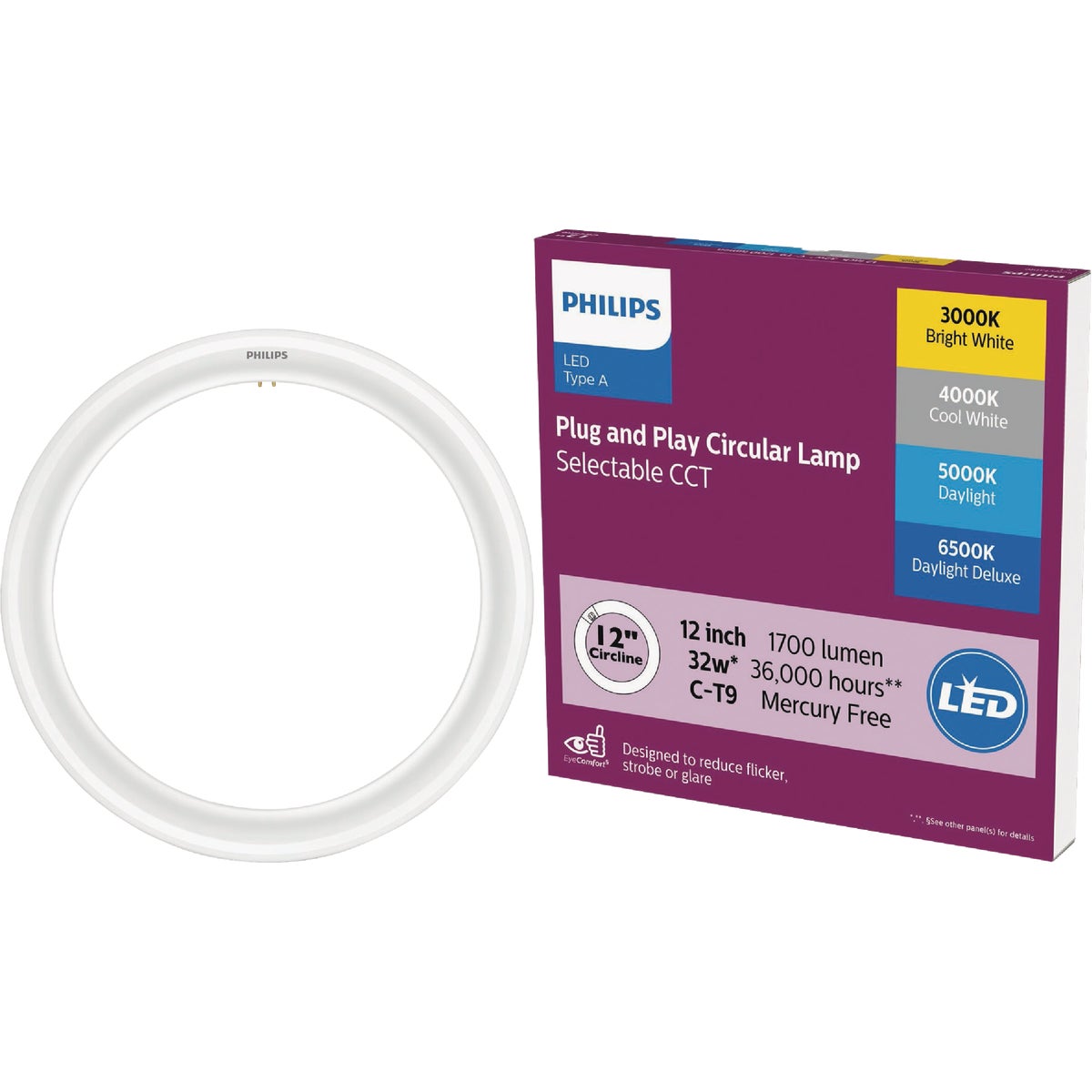 Philips 32W Equivalent 12 In. Multi-CCT C-T9 G10q Base Circline LED Light Bulb