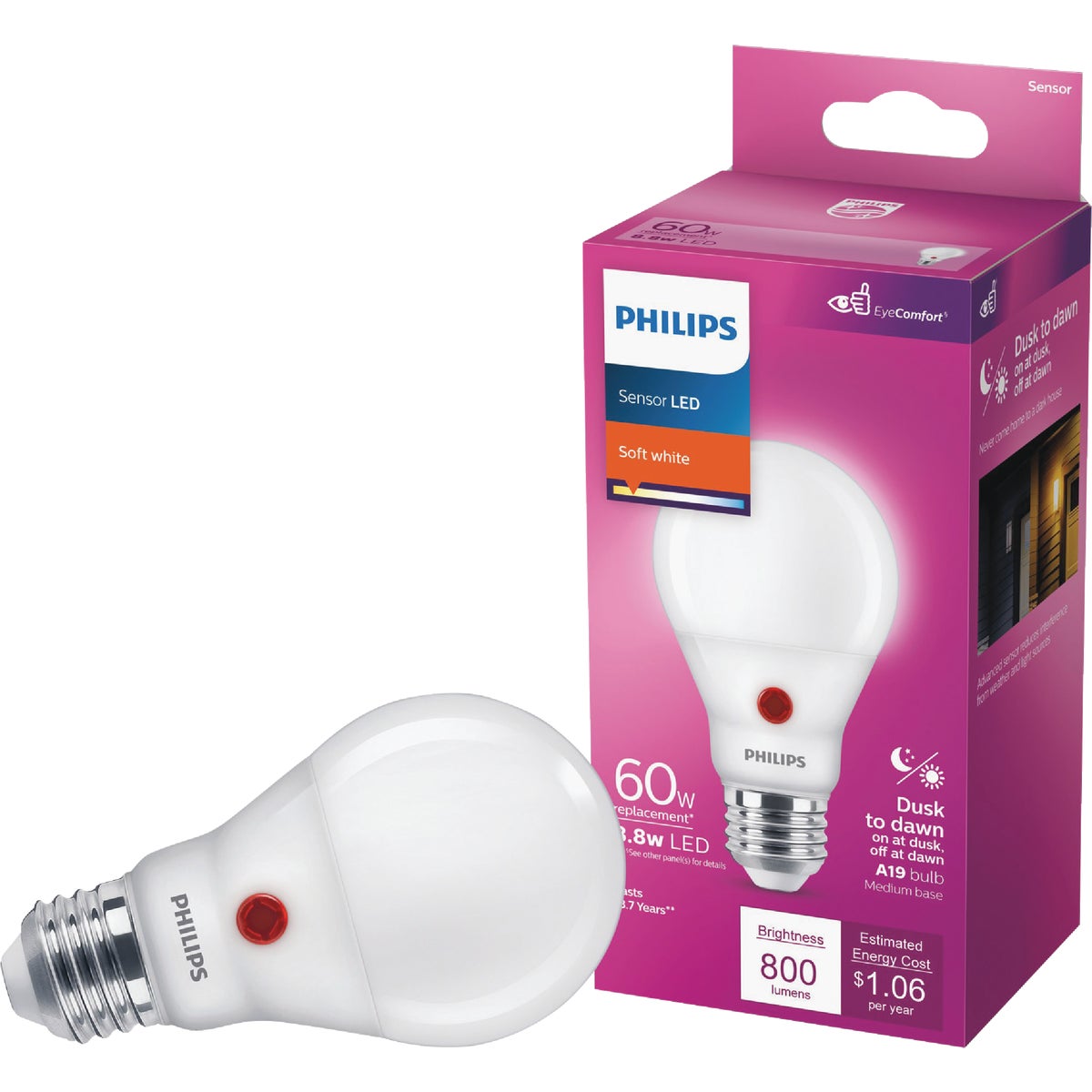 Philips 60W Equivalent Soft White A19 Medium Dusk to Dawn LED Light Bulb