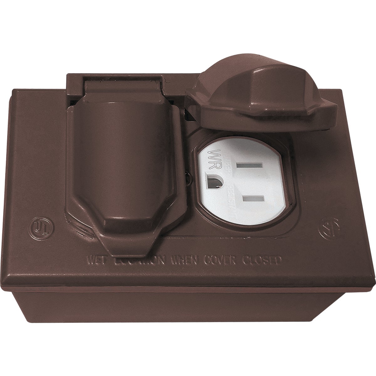 Southwire Single Gang Bronze Horizontal Weatherproof Duplex Cover with Duplex Device & Single Gang Junction Box
