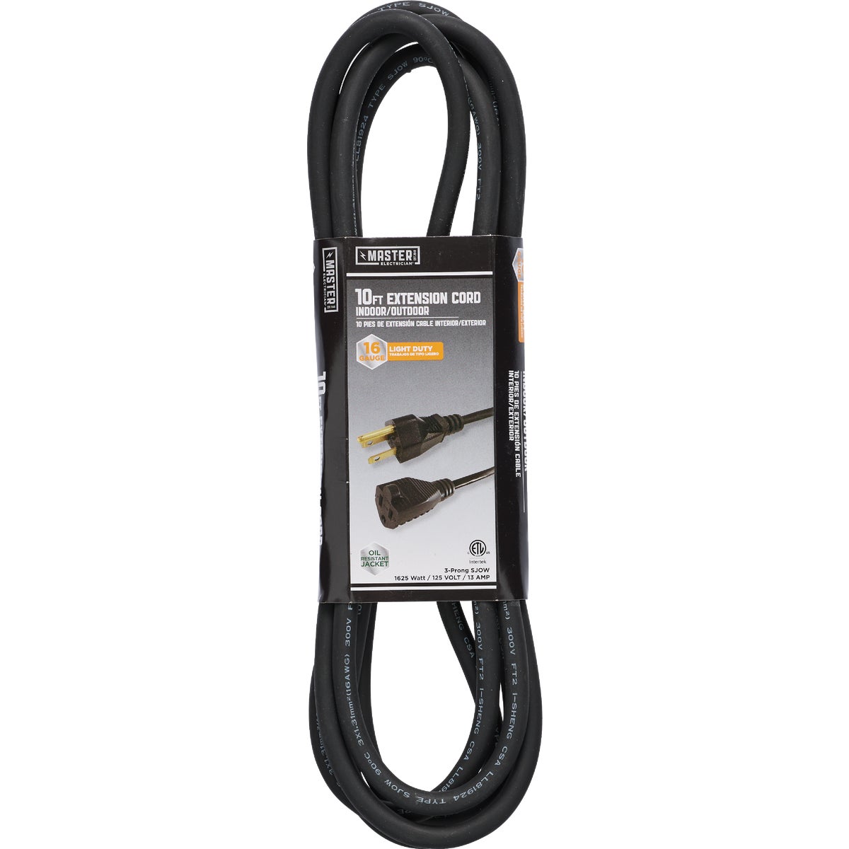 Master Electrician 10 Ft. 16/3 SJOW Black Round Extension Cord
