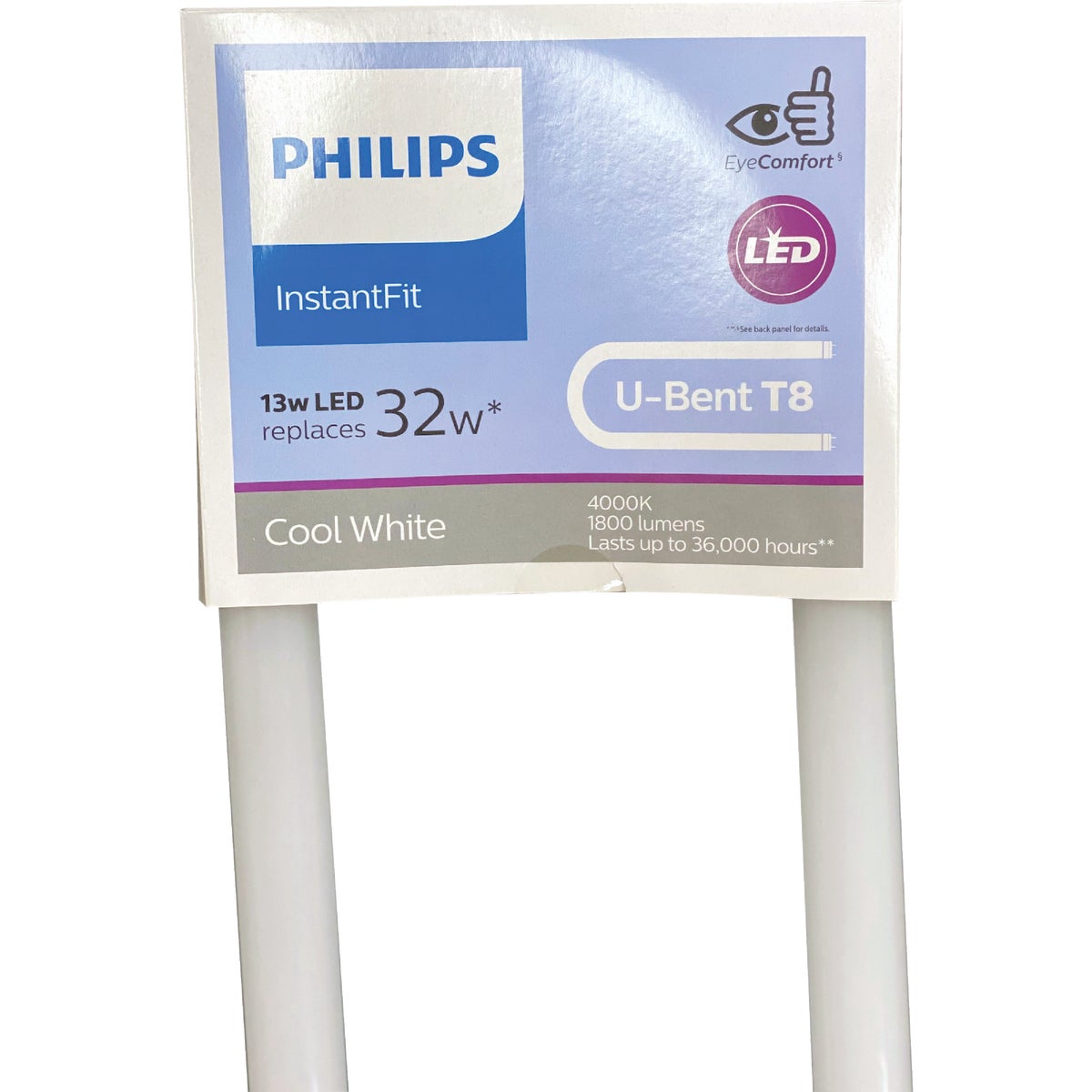 Philips InstantFit 32W Equivalent 24 In. Cool White T8 U-Bent Bi-Pin LED Tube Light Bulb