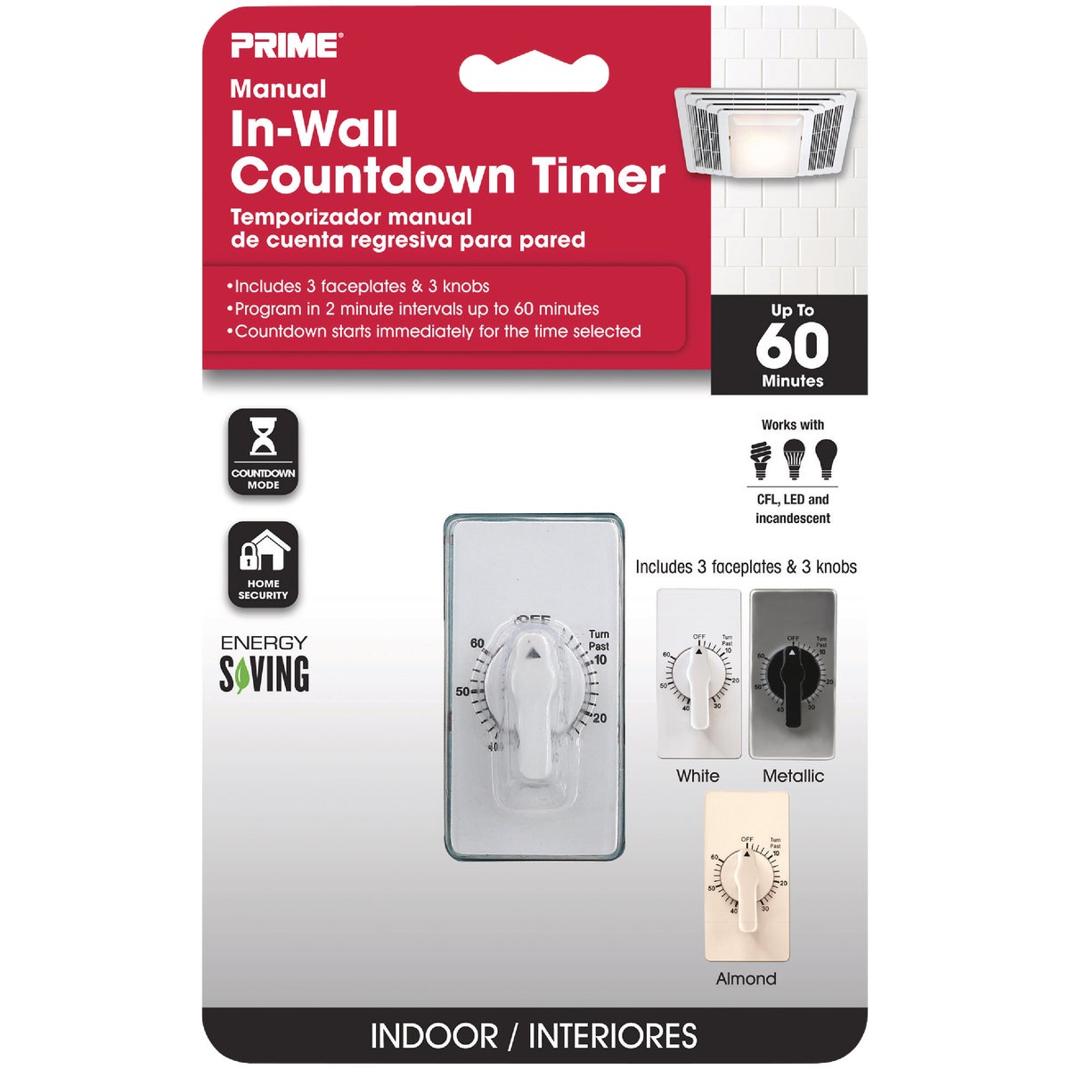 Prime 125V 60-Minute In-Wall Timer