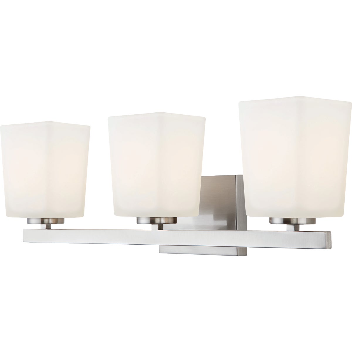 Canarm Hartley 3-Light Brushed Nickel Vanity Bath Light Fixture, Flat Opal Glass