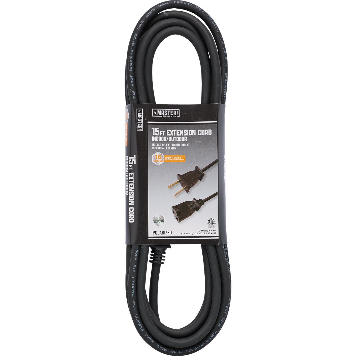 Master Electrician 15 Ft. 16/2 SJOW Black Round Extension Cord