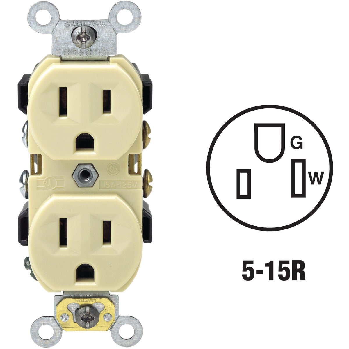 Leviton Shallow Commercial Grade Duplex Outlet