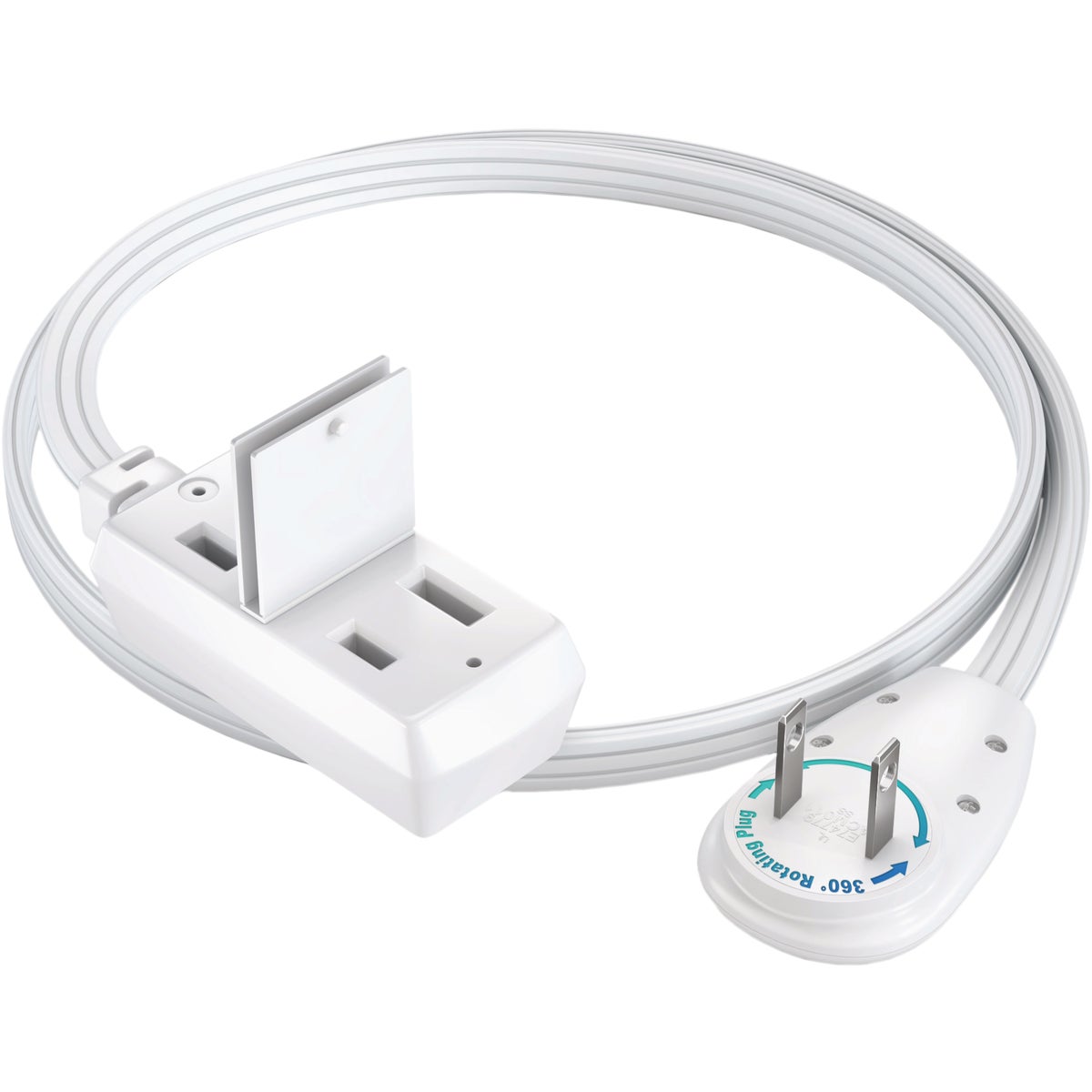 Maximm 1 Ft. 16/2 White 3-Outlet 360 Deg. Rotating Plug Extension Cord with Cover