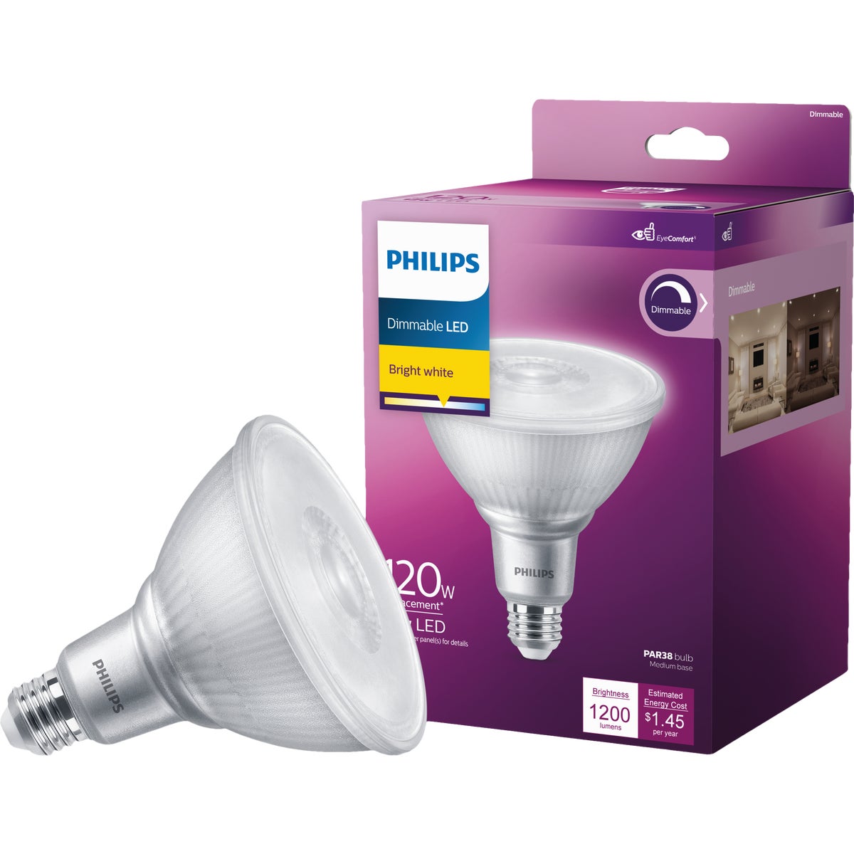 Philips 120W Equivalent Bright White PAR38 Medium LED Floodlight Light Bulb