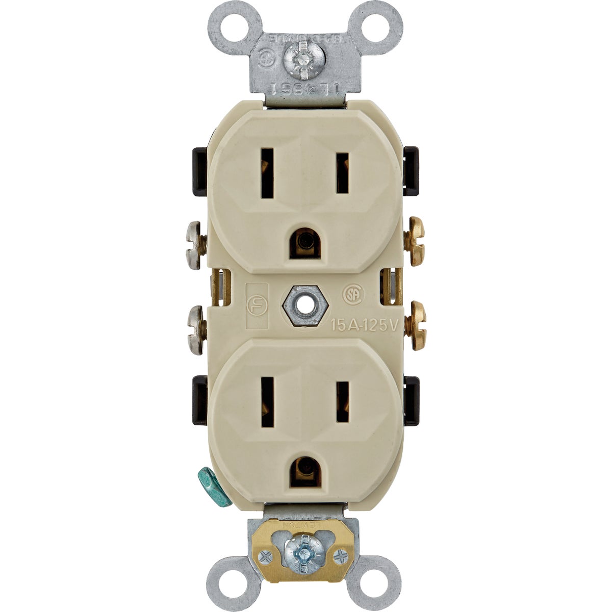 Leviton 15A Ivory Commercial Grade 5-15R Combination Side Back Wire Duplex Outlet