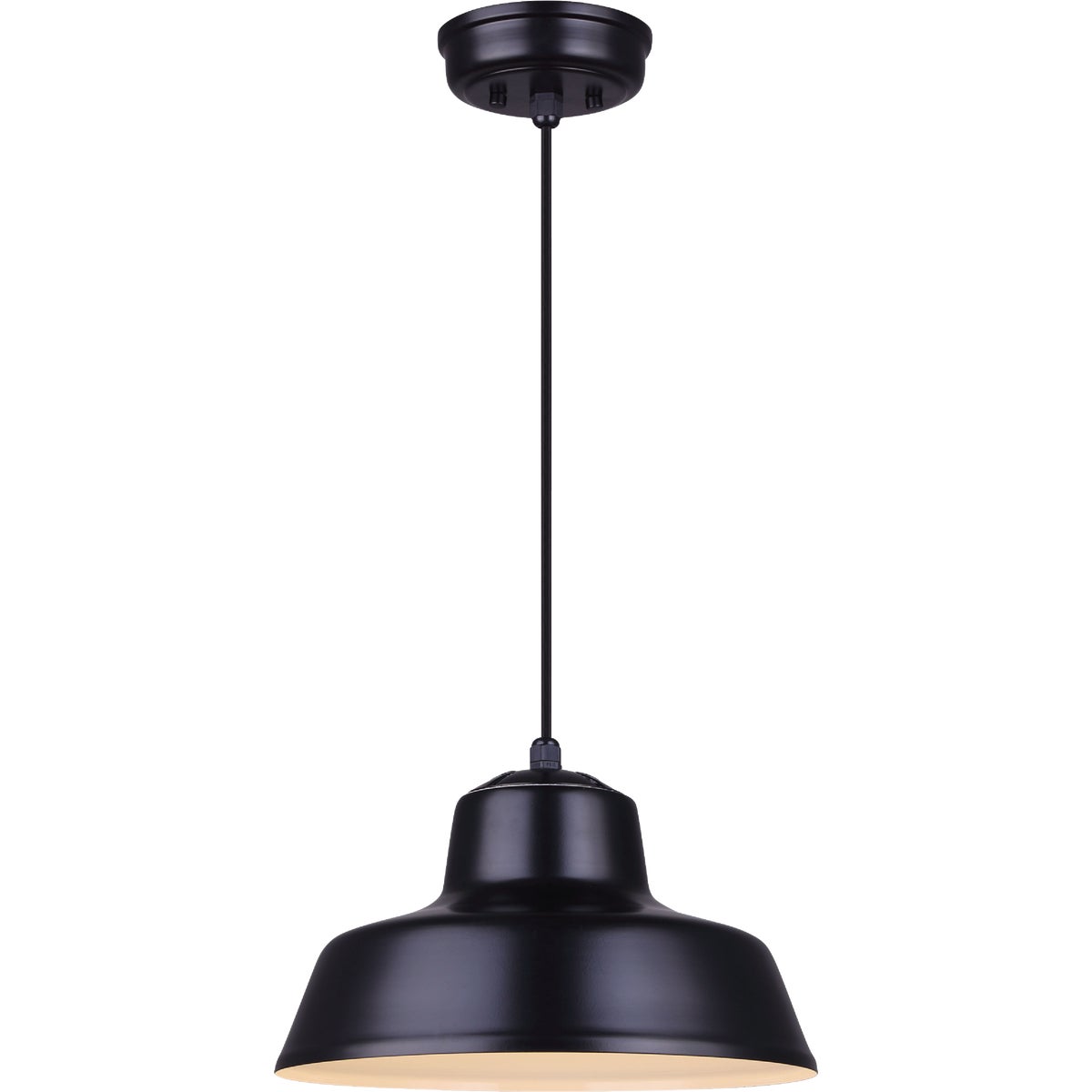Canarm Levi 14 In. Black Metal Warehouse Pendant Light Fixture