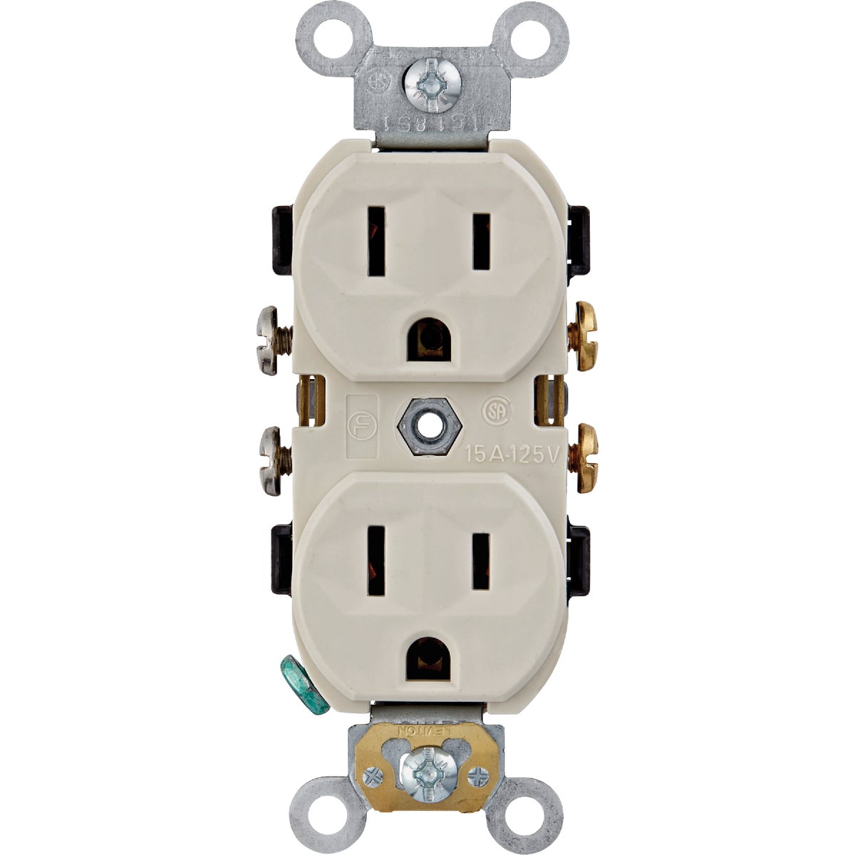 Leviton 15A Light Almond Commercial Grade 5-15R Combination Side Back Wire Duplex Outlet