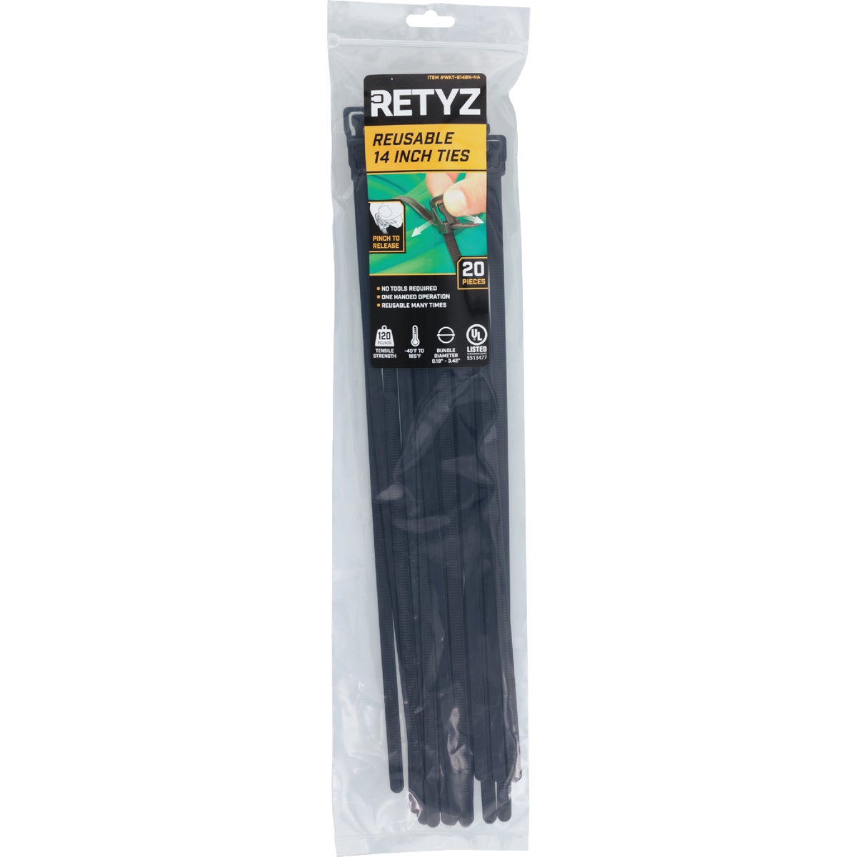 RETYZ WorkTie 14 In. Black Releasable Tie (20-Pack)