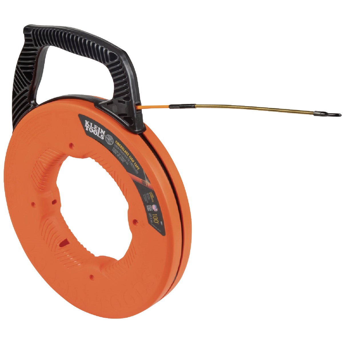 Klein 3/16 In. W. x 100 Ft. L. Fiberglass Fish Tape with Spiral Steel Leader