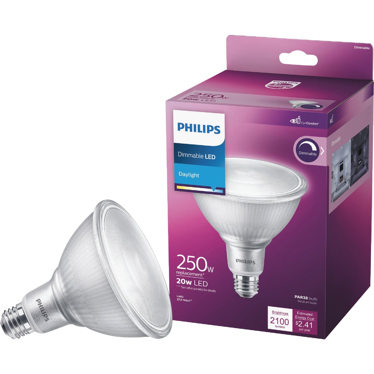 Philips High Output 250W Equivalent Daylight PAR38 Medium Dimmable LED Floodlight Light Bulb