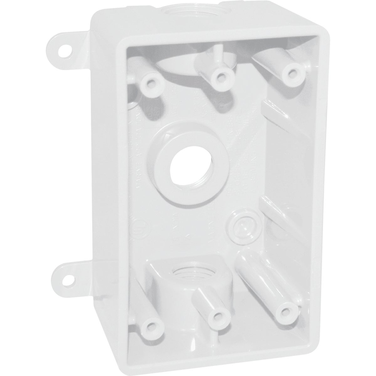 Southwire Single Gang 1/2 In., 3/4 In. 3-Hole White Weatherproof PVC Junction Box