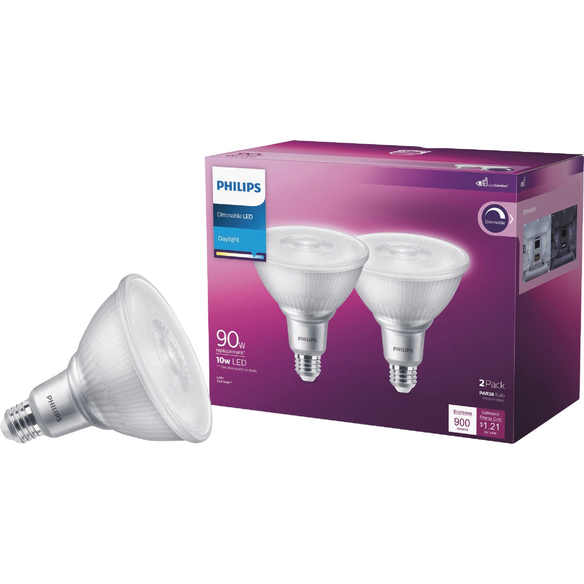 Philips 90W Equivalent Daylight PAR38 Medium Dimmable LED Floodlight Light Bulb (2-Pack)