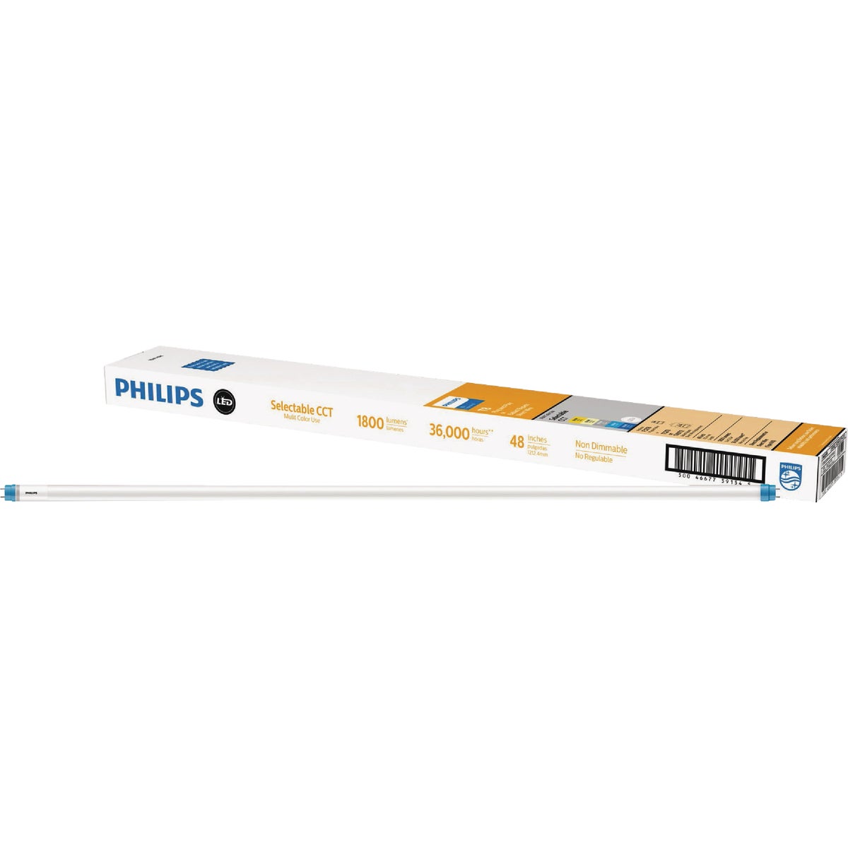 Philips FlexFit 32W Equivalent 48 In. T8 Type A+B Multi-CCT LED Tube Light Bulb (2-Pack)