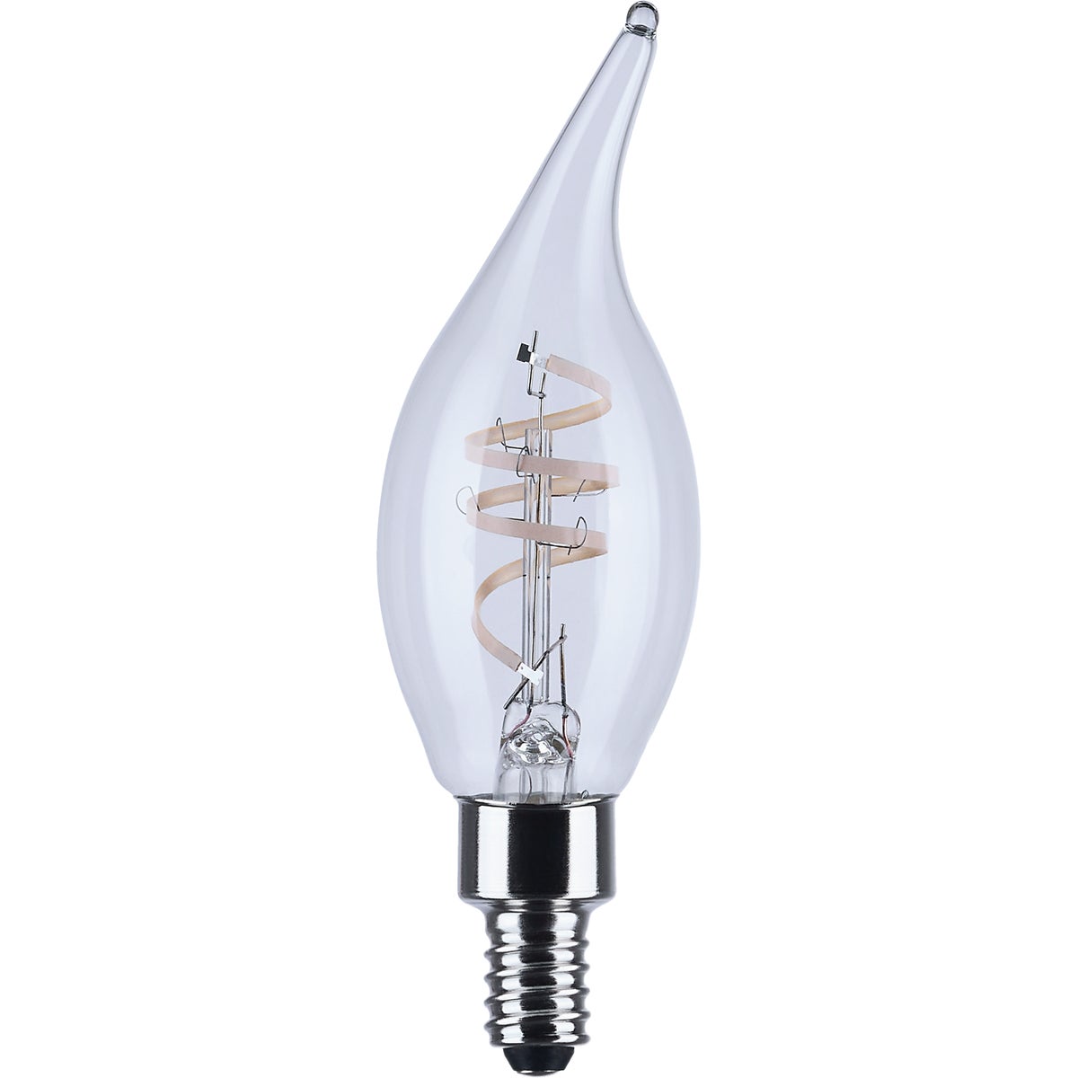 Satco Reminiscent 40W Equivalent Warm White Flame-Tip Gray Coil Filament Candelabra Decorative Light Bulb (2-Pack)