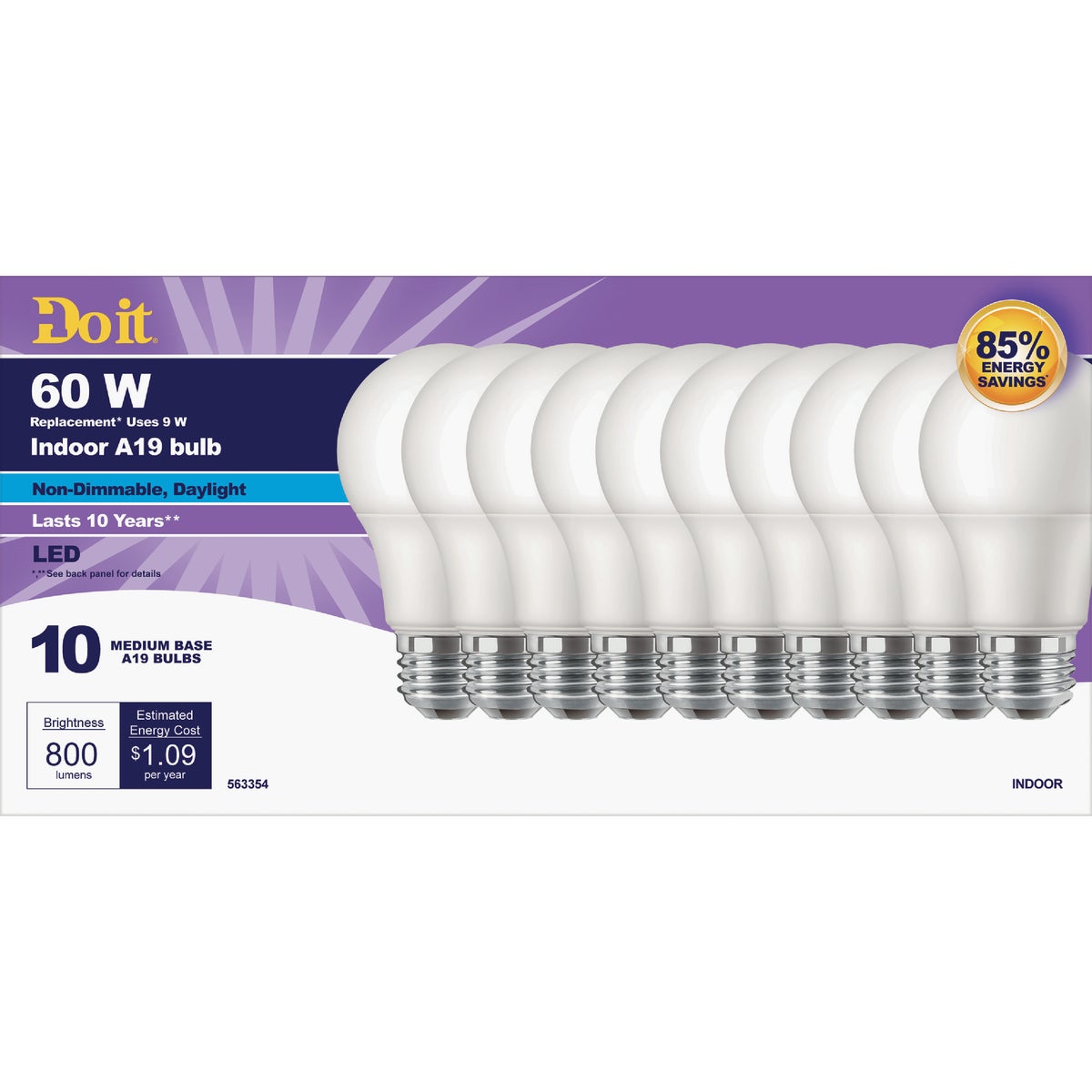 Do it 60W Equivalent Daylight A19 Medium LED Light Bulb (10-Pack)
