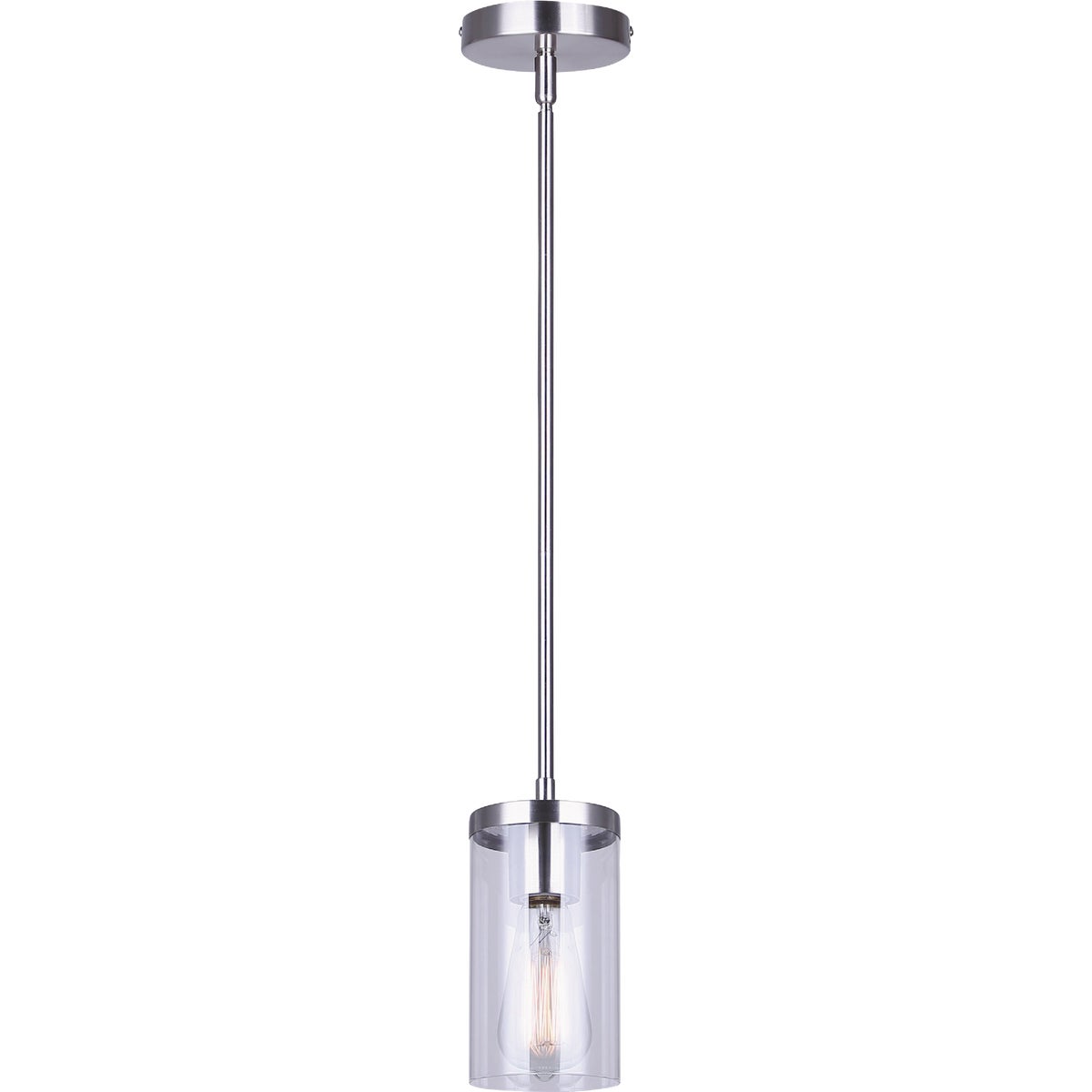 Canarm Britton Brushed Nickel Pendant Light Fixture, Clear Glass