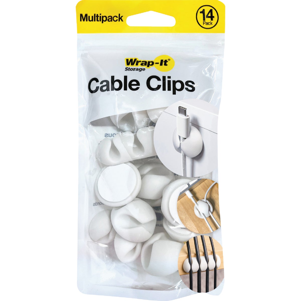 Wrap-It Storage Single White Cable Clip (14-Pack)
