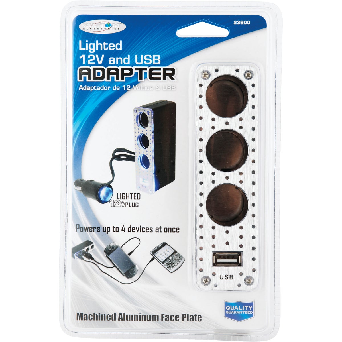 Custom Accessories Triple Socket Adapter with USB