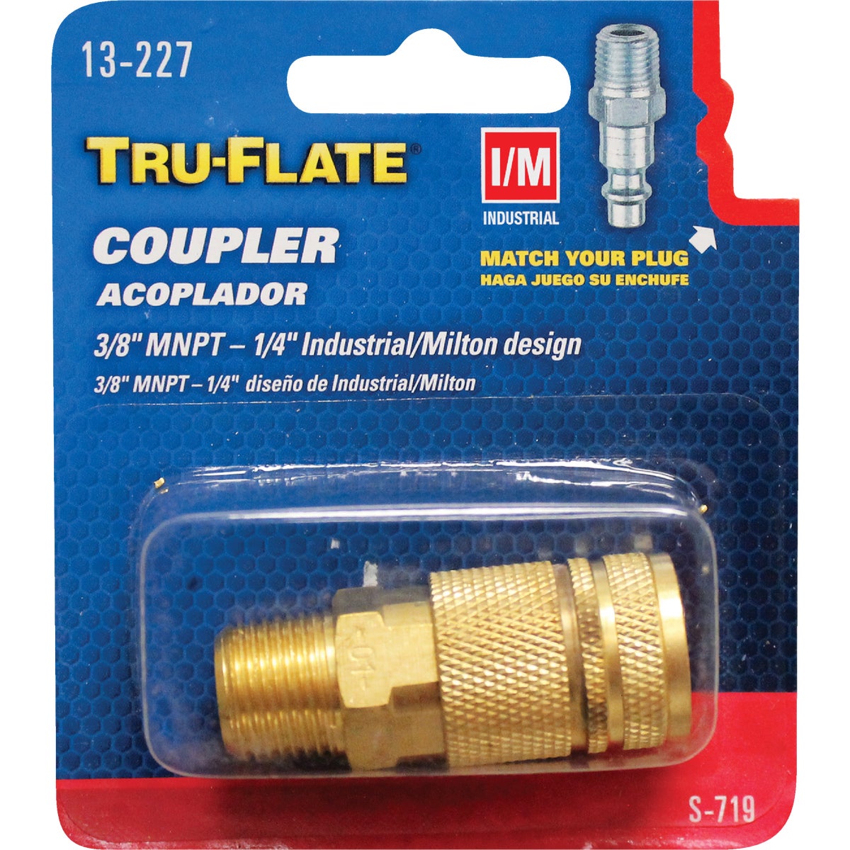 Tru-Flate Industrial/Milton Series Push-to-Connect 3/8 In. MNPT Coupler