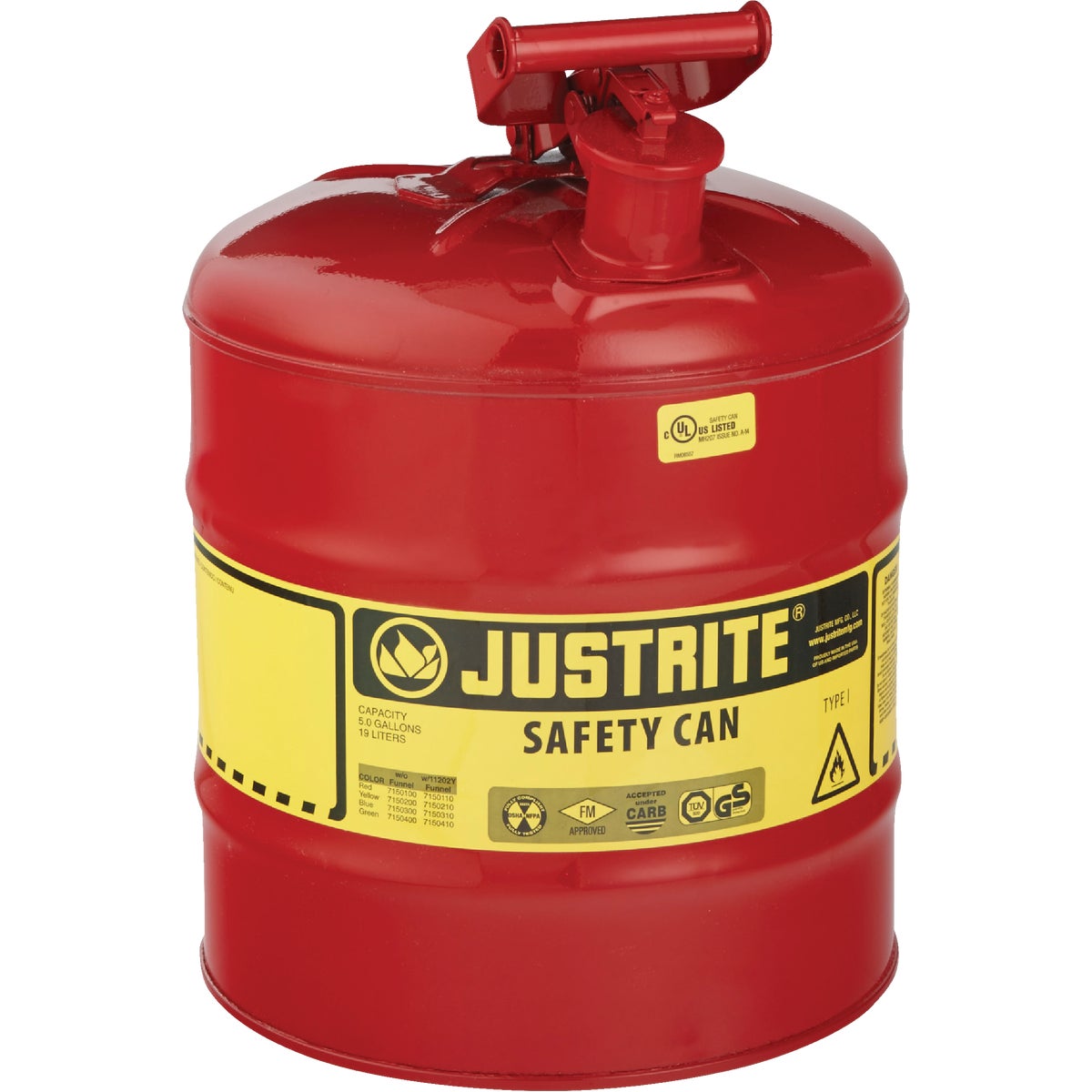 Justrite Type I Safety Fuel Can