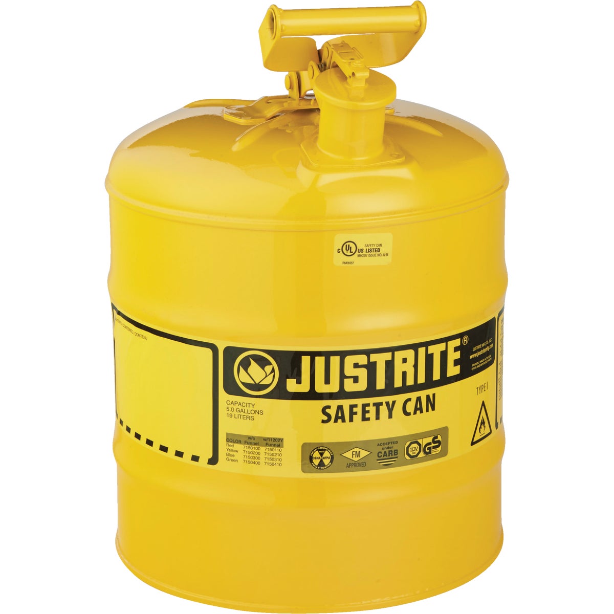 Justrite Type I Safety Fuel Can