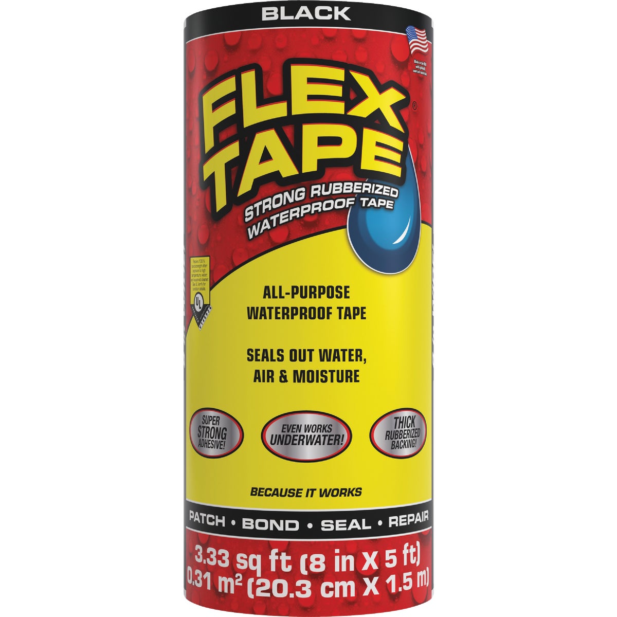 Flex Tape 8 In. x 5 Ft. Repair Tape, Black