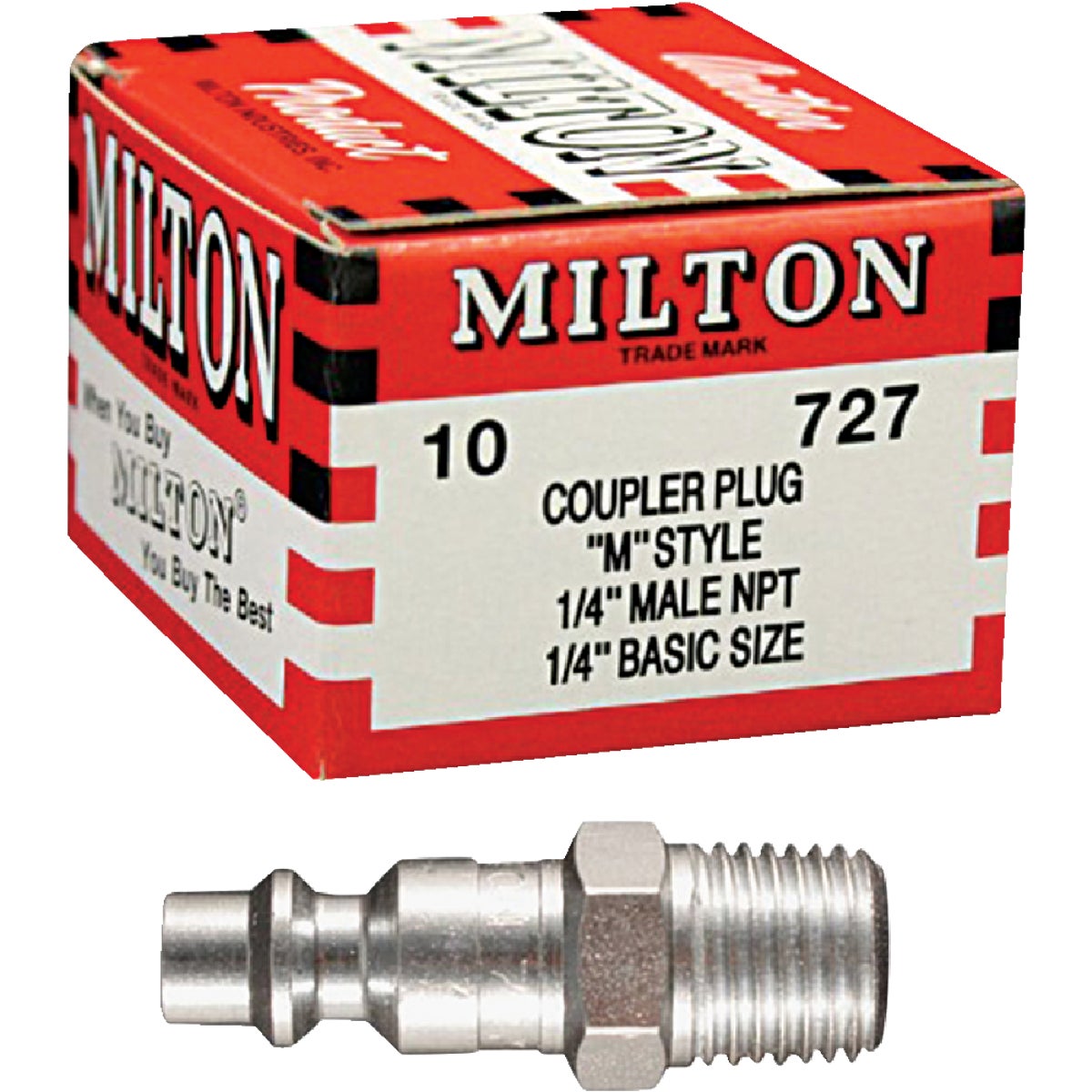 Milton M-Style 1/4" Male NPT Plug (10-Pack)