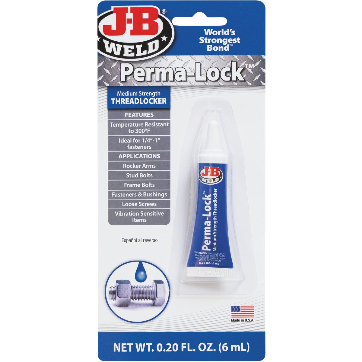 J-B Weld Perma-Lock 0.20 Oz. Blue Threadlocker