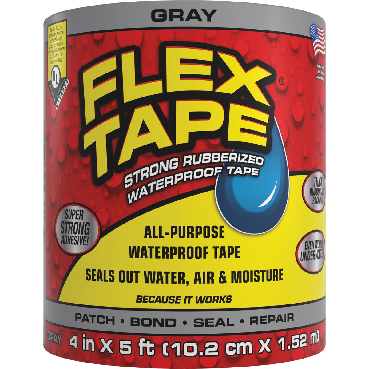 Flex Tape 4 In. x 5 Ft. Repair Tape, Gray