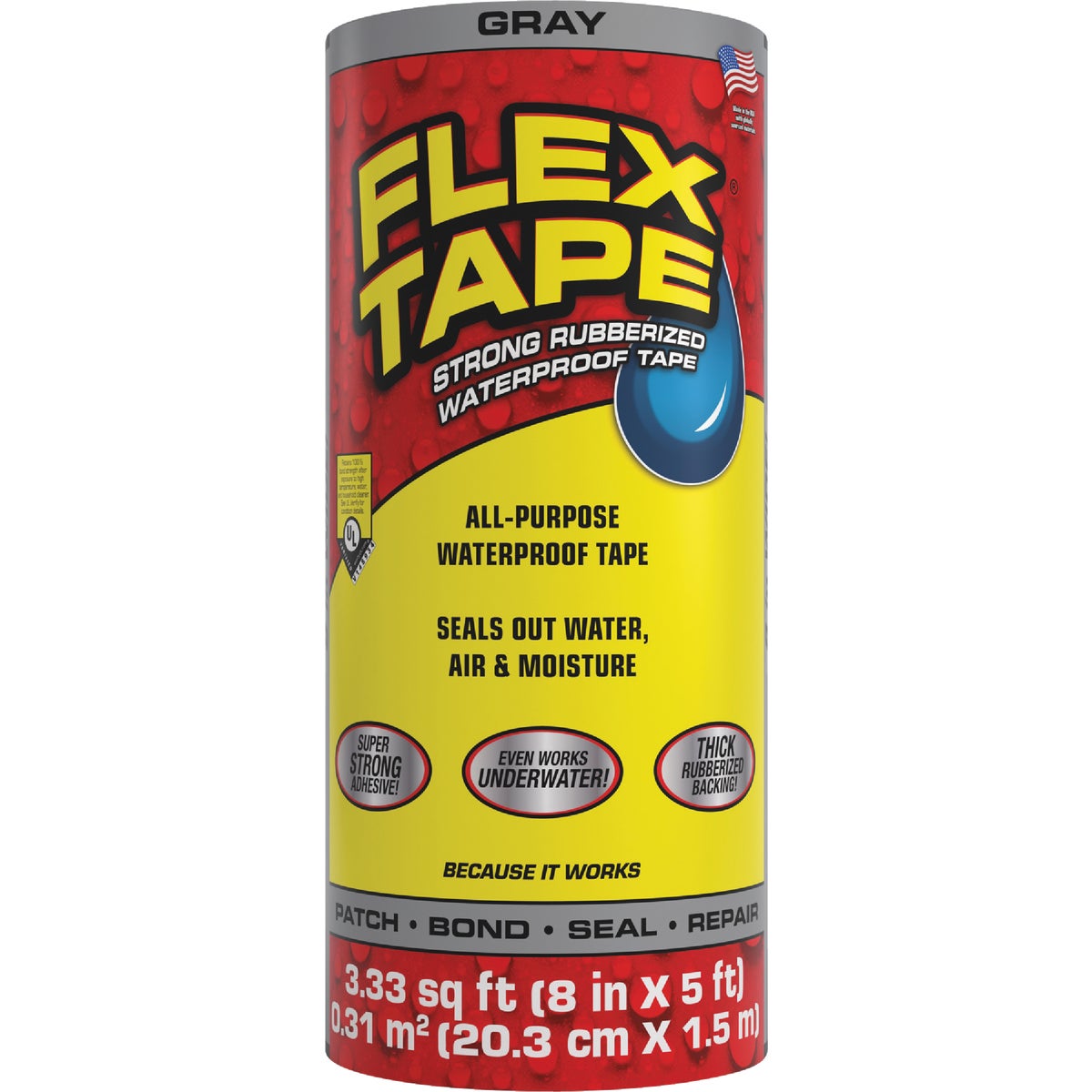 Flex Tape 8 In. x 5 Ft. Repair Tape, Gray