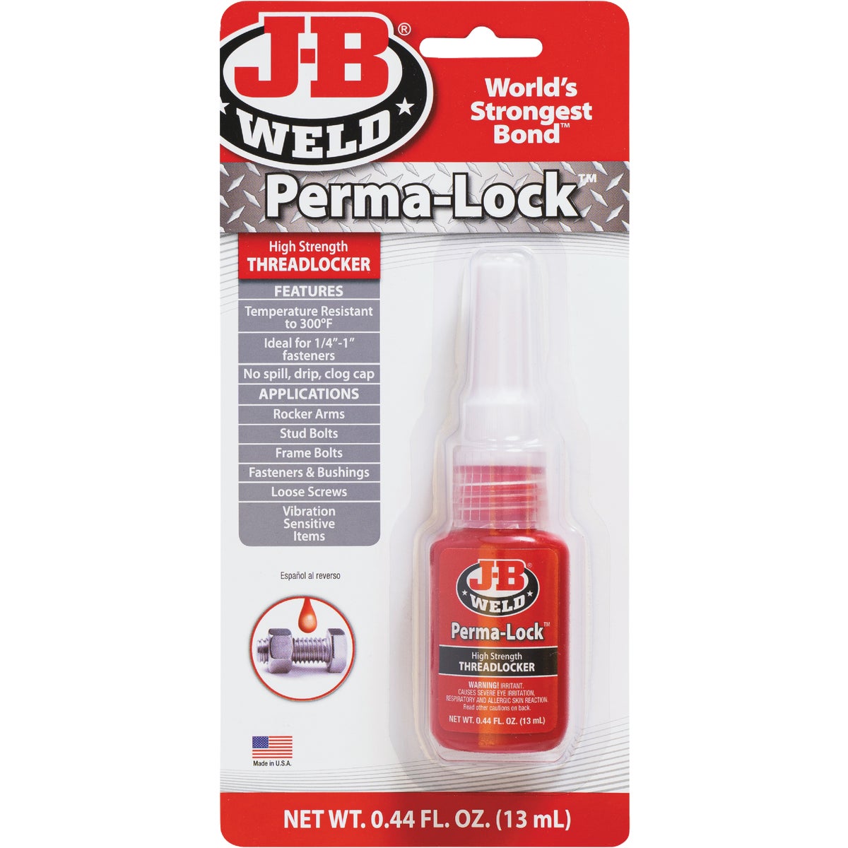 J-B Weld Perma-Lock 0.44 Oz. Red Threadlocker