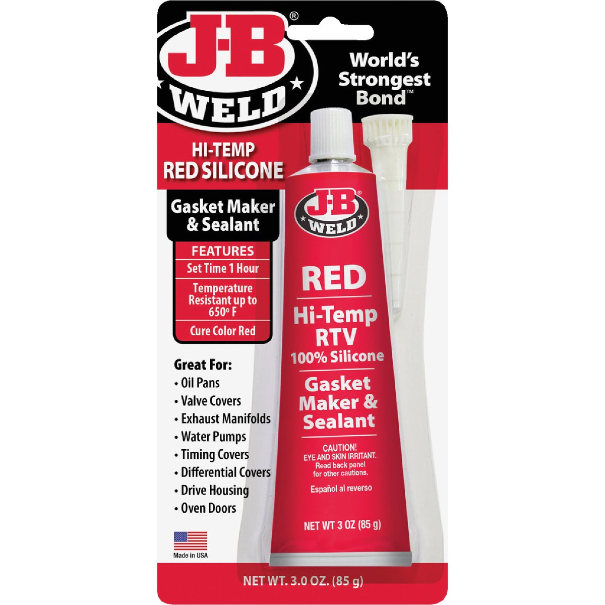 J-B Weld 3 Oz. Red Hi-Temp RTV Silicone Gasket & Sealant