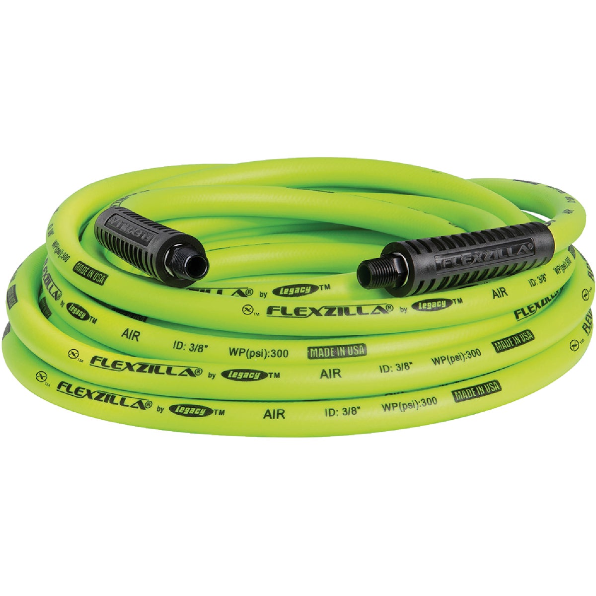 Flexzilla 3/8 In. x 25 Ft. Polymer-Blend Air Hose with 1/4 In. MNPT Fittings